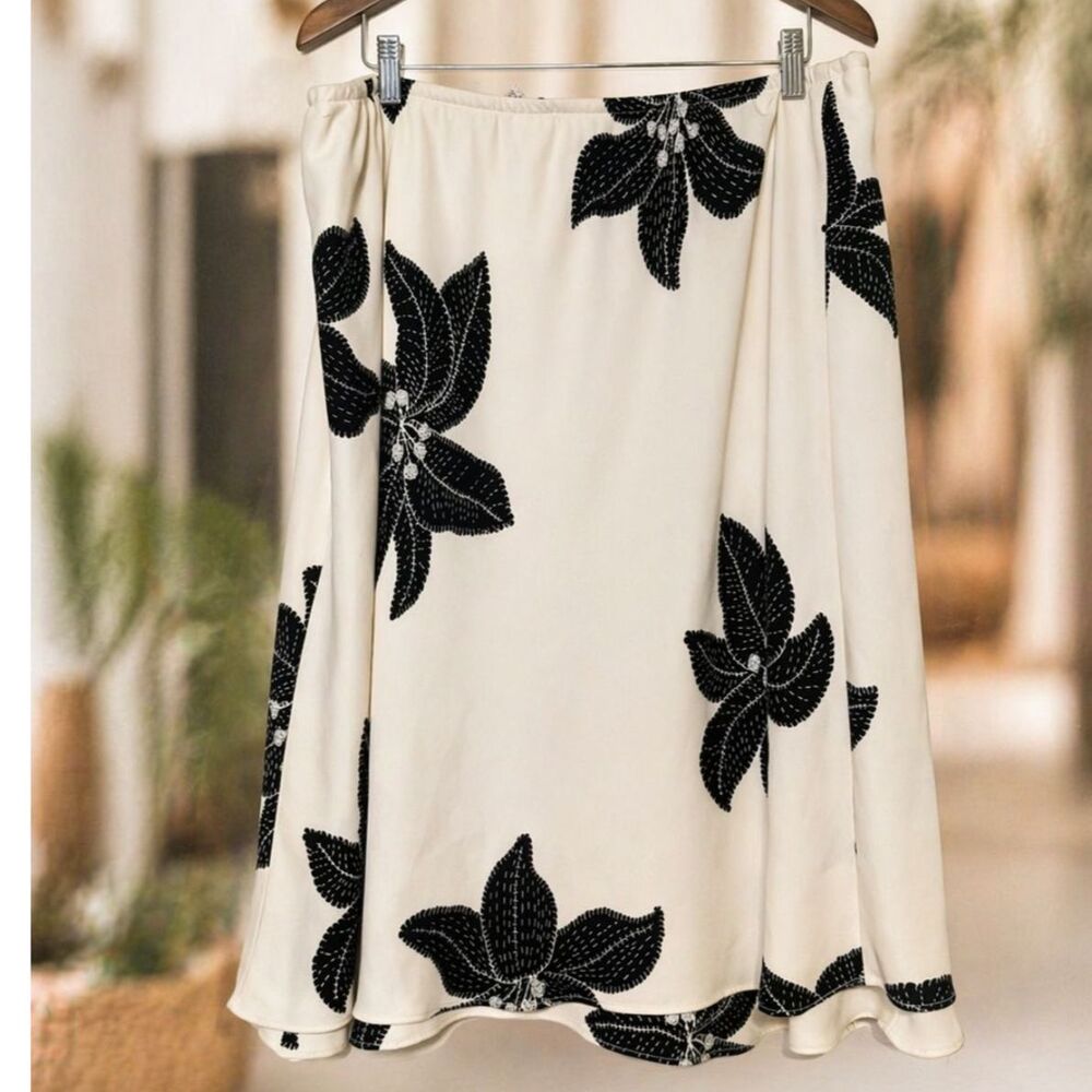 Vintage 90s Dressbarn Floral Midi Skirt 24W Plus Size Coquette Whimsigoth Made U